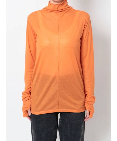 Ungrid（アングリッド）の「ハイネックシアーロングスリーブTee（Tシャツ/カットソー・レディース・ブラック/オフホワイト/オレンジ・FREE）」の9枚目の写真