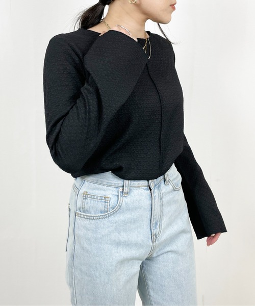 Meli rich（メリーリッチ）の「フラワージャガードプルオーバー（Tシャツ/カットソー・レディース・ライトブルー/ブラック/アイボリー・MEDIUM）」の5枚目の写真