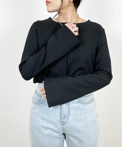 Meli rich（メリーリッチ）の「フラワージャガードプルオーバー（Tシャツ/カットソー・レディース・ライトブルー/ブラック/アイボリー・MEDIUM）」の4枚目の写真