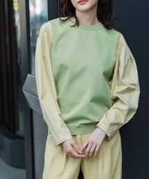 Munich | 14GG天竺編みニット×ツイルドッキングプルオーバー(ニット/セーター)