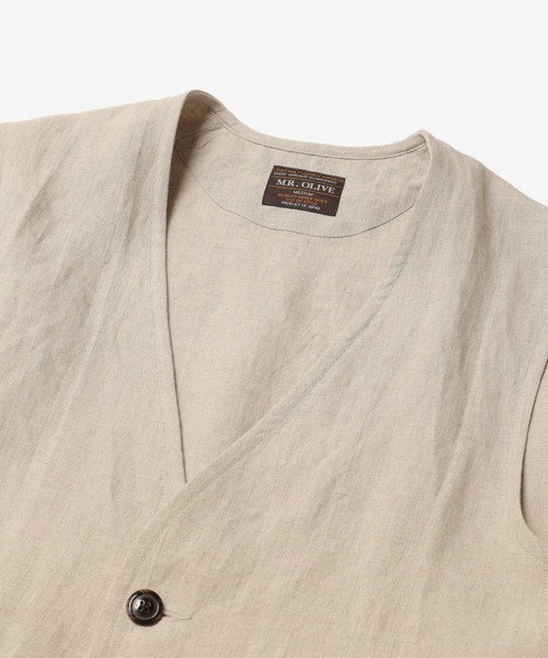 MR.OLIVE（ミスターオリーブ）の「【セットアップ対応】フレンチリネン / リラックスベスト（ベスト・メンズ・ブラック/ベージュ/ネイビー・MEDIUM/LARGE）」の7枚目の写真