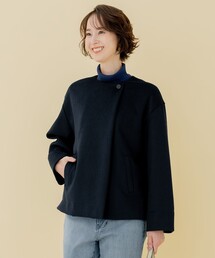 自由区（ジユウク）の「【WEB限定】ブラッシュドビーバー ショート丈ノーカラーコート（ノーカラーコート）」