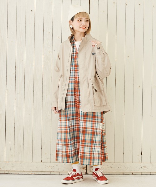 CUBE SUGAR（キューブシュガー）の「ツイルスタンドカラージャケット（カバーオール・レディース・レッド/ベージュ/ネイビー/グリーン・M）」の19枚目の写真