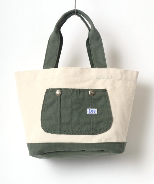 Lee（リー）の「Lee/リー キャンバス オーバーオールポケット ミニトートバッグ/ランチバッグ（トートバッグ・レディース・ホワイト×グリーン/ホワイト×ブルー/ホワイト×ブラック/ホワイト×グレー/ブラック×ブラック・FREE）」の2枚目の写真