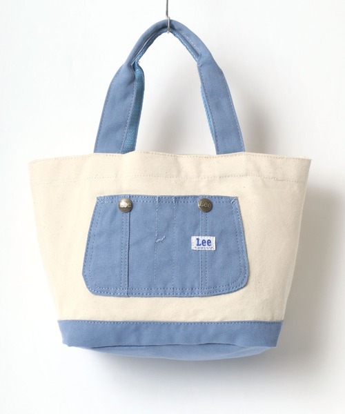 Lee（リー）の「Lee/リー キャンバス オーバーオールポケット ミニトートバッグ/ランチバッグ（トートバッグ・レディース・ホワイト×グリーン/ホワイト×ブルー/ホワイト×ブラック/ホワイト×グレー/ブラック×ブラック・FREE）」の3枚目の写真