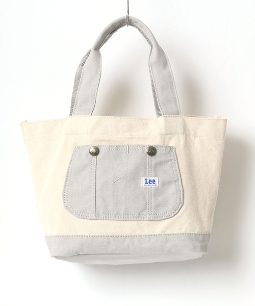 Lee（リー）の「Lee/リー キャンバス オーバーオールポケット ミニトートバッグ/ランチバッグ（トートバッグ・レディース・ホワイト×グリーン/ホワイト×ブルー/ホワイト×ブラック/ホワイト×グレー/ブラック×ブラック・FREE）」の4枚目の写真