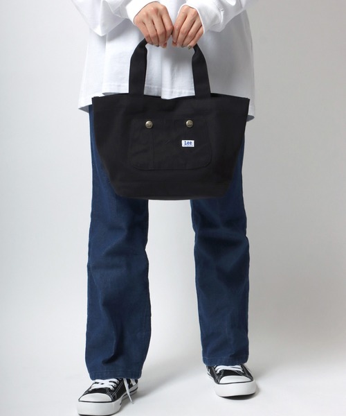 Lee（リー）の「Lee/リー キャンバス オーバーオールポケット ミニトートバッグ/ランチバッグ（トートバッグ・レディース・ホワイト×グリーン/ホワイト×ブルー/ホワイト×ブラック/ホワイト×グレー/ブラック×ブラック・FREE）」の14枚目の写真