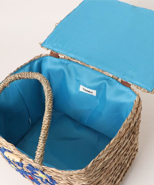 Casselini（キャセリーニ）の「Casselini 刺繍バスケットS 224-110803（かごバッグ・レディース・ブルー・FREE）」の9枚目の写真