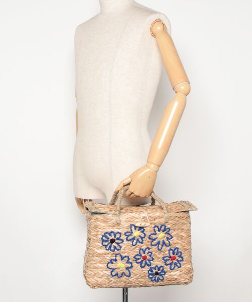 Casselini（キャセリーニ）の「Casselini 刺繍バスケットS 224-110803（かごバッグ・レディース・ブルー・FREE）」の10枚目の写真
