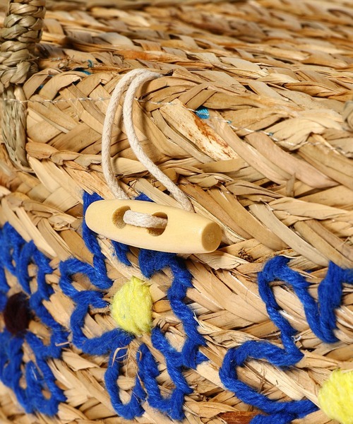 Casselini（キャセリーニ）の「Casselini 刺繍バスケットS 224-110803（かごバッグ・レディース・ブルー・FREE）」の4枚目の写真