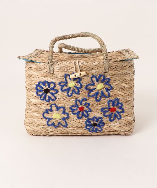 Casselini（キャセリーニ）の「Casselini 刺繍バスケットS 224-110803（かごバッグ・レディース・ブルー・FREE）」の11枚目の写真