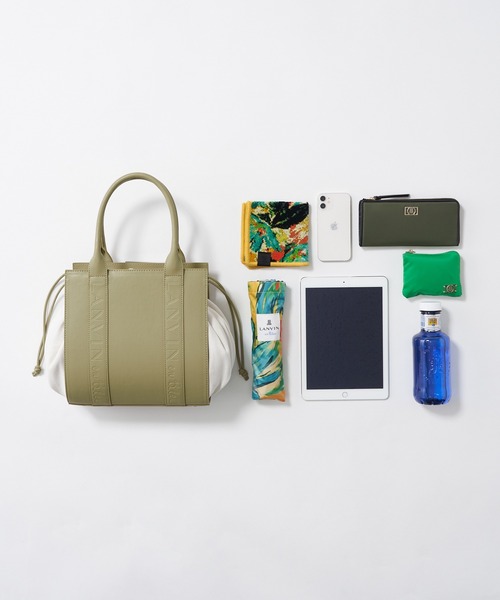 LANVIN en Bleu（ランバンオンブルー）の「キャンバスロゴ ドロストトートバッグ（トートバッグ・レディース・ベージュ/チャコールグレー・FREE）」の12枚目の写真