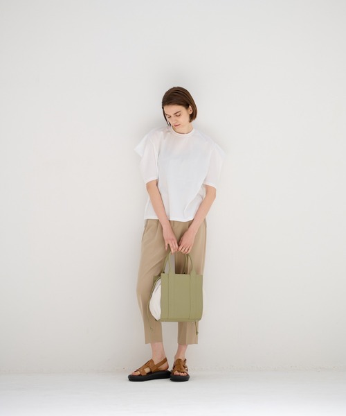 LANVIN en Bleu（ランバンオンブルー）の「キャンバスロゴ ドロストトートバッグ（トートバッグ・レディース・ベージュ/チャコールグレー・FREE）」の3枚目の写真