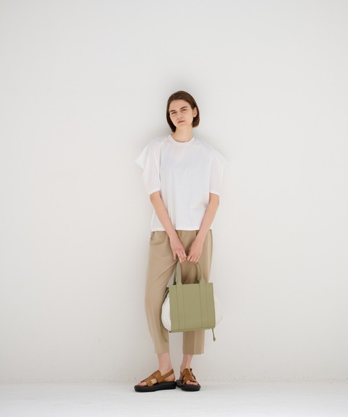 LANVIN en Bleu（ランバンオンブルー）の「キャンバスロゴ ドロストトートバッグ（トートバッグ・レディース・ベージュ/チャコールグレー・FREE）」の4枚目の写真