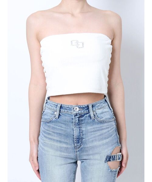 GYDA（ジェイダ）の「GGストーンパイルビスチェ（チューブトップ・レディース・オレンジ/ブラック/オフホワイト・FREE）」の18枚目の写真