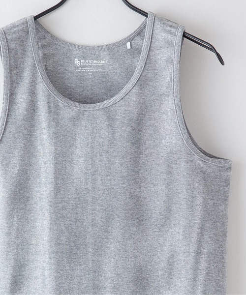 Blue Standard （ブルースタンダード）の「【BLUE STANDARD/ブルースタンダード】抗菌防臭 テレコ リブ タンクトップ インナー（タンクトップ・メンズ・ホワイト/ブラック/杢グレー・MEDIUM/LARGE/X-LARGE）」の3枚目の写真