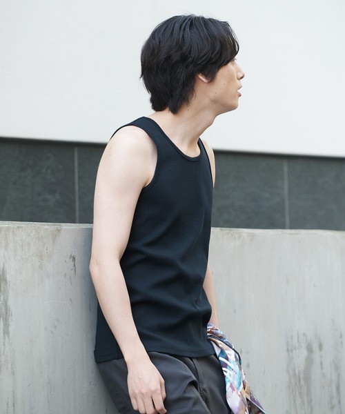 Blue Standard （ブルースタンダード）の「【BLUE STANDARD/ブルースタンダード】抗菌防臭 テレコ リブ タンクトップ インナー（タンクトップ・メンズ・ホワイト/ブラック/杢グレー・MEDIUM/LARGE/X-LARGE）」の6枚目の写真