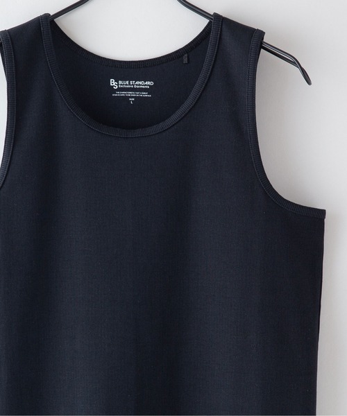 Blue Standard （ブルースタンダード）の「【BLUE STANDARD/ブルースタンダード】抗菌防臭 テレコ リブ タンクトップ インナー（タンクトップ・メンズ・ホワイト/ブラック/杢グレー・MEDIUM/LARGE/X-LARGE）」の10枚目の写真