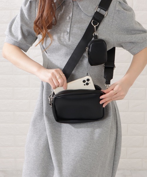 ブラック マザーズバッグ レース装飾付き➕習い事バッグ3点 Lace Ladies（レースレディース）の「マットレザー調ミニポーチ