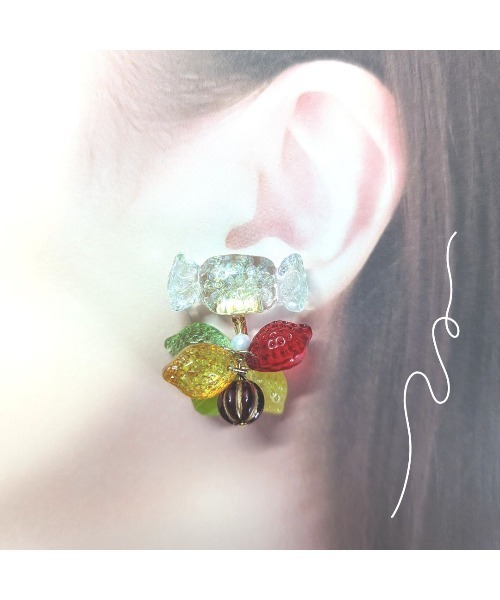 tone(トーン)の「【hazeleyes】小粒のカラフルキャンディイヤリング(Bonbonami ボンボンアミ)(MA)(イヤリング・レディース・グリーン/ピンク・FREE)」の5枚目の写真