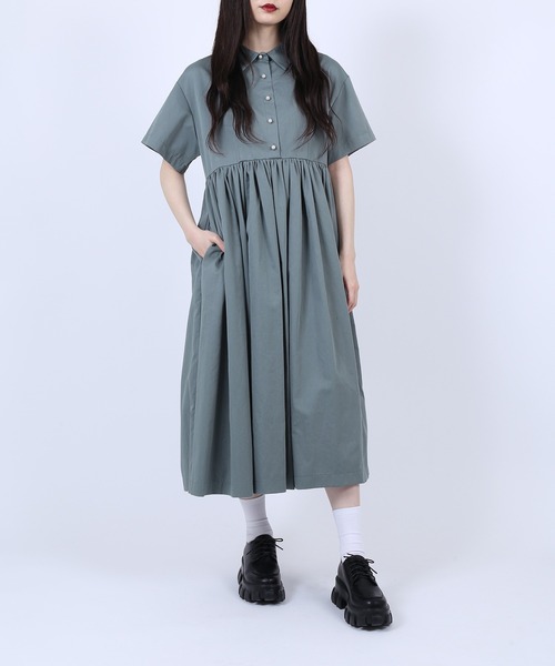 PUNYUS（プニュズ）の「パールボタンシャツワンピース（シャツワンピース・レディース・ブラック/グレー・1/2/3/4）」の3枚目の写真