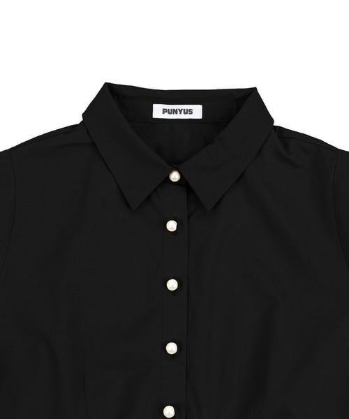 PUNYUS（プニュズ）の「パールボタンシャツワンピース（シャツワンピース・レディース・ブラック/グレー・1/2/3/4）」の4枚目の写真