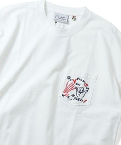 7.4oz 指切り刺繍ﾋﾞｯｸﾞﾎﾟｹｯﾄTEE