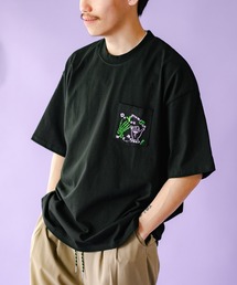 7.4oz 指切り刺繍ビッグポケットTEE