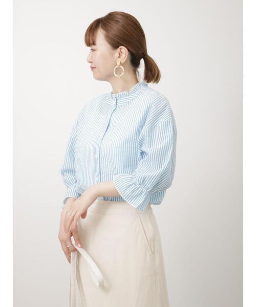 Lugnoncure（ルノンキュール）の「袖ボリュームストライプブラウス（シャツ/ブラウス・レディース・オフホワイト/ブルー/ネイビー・ﾌﾘ-）」の11枚目の写真