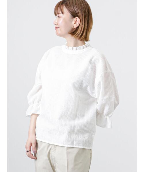 Lugnoncure（ルノンキュール）の「袖ボリュームストライプブラウス（シャツ/ブラウス・レディース・オフホワイト/ブルー/ネイビー・ﾌﾘ-）」の14枚目の写真