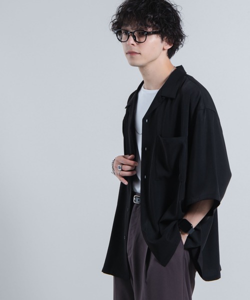 WEGO(ウィゴー)の「WEGO/【セットアップ対応可能】トロミ オープンカラーBIGシャツ(シャツ/ブラウス・メンズ・ブラック/ワイン/ブルー系その他/ライトグレー・MEDIUM/LARGE)」の18枚目の写真