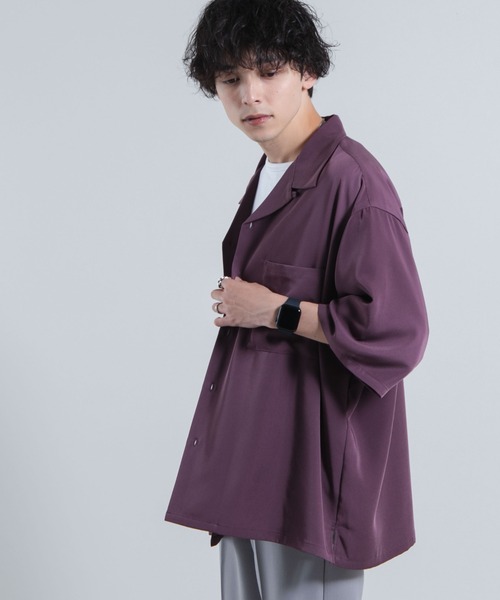 WEGO(ウィゴー)の「WEGO/【セットアップ対応可能】トロミ オープンカラーBIGシャツ(シャツ/ブラウス・メンズ・ブラック/ワイン/ブルー系その他/ライトグレー・MEDIUM/LARGE)」の13枚目の写真