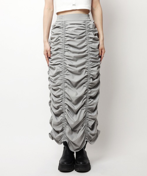 SPIRALGIRL（スパイラルガール）の「ギャザータイトスカート（スカート・レディース・ホワイト/グレー・FREE）」の9枚目の写真