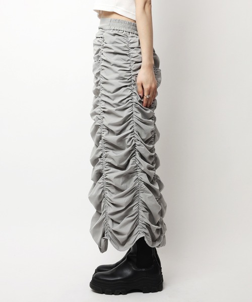 SPIRALGIRL（スパイラルガール）の「ギャザータイトスカート（スカート・レディース・ホワイト/グレー・FREE）」の12枚目の写真