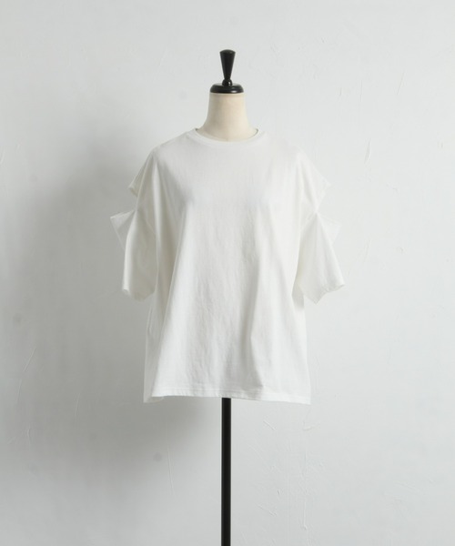 &. NOSTALGIA(アンドドットノスタルジア)の「【ZOZO限定】スリットスリーブTシャツ(Tシャツ/カットソー・レディース・アイボリー/ブラック・FREE)」の9枚目の写真