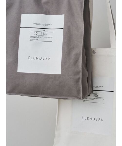 ELENDEEK（エレンディーク）の「キャンバスプリントトートバッグ（トートバッグ・レディース・ブラック/オフホワイト/グレー・FREE）」の6枚目の写真