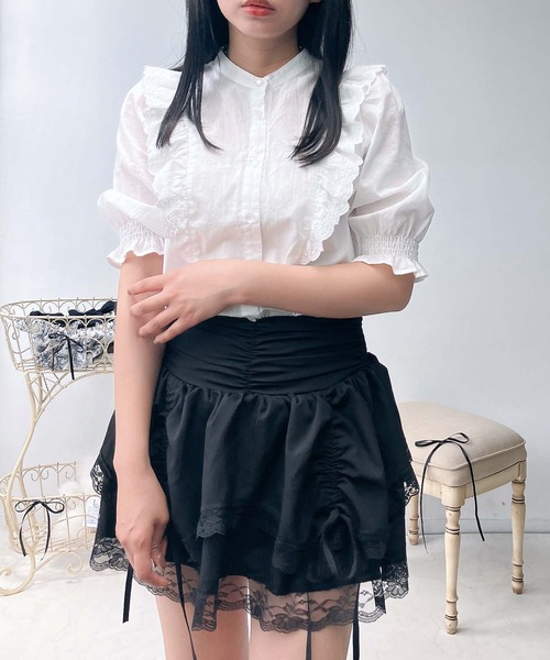 AS KNOW AS plus(アズノゥアズプラス)の「〇縦フリル5分袖ブラウス(シャツ/ブラウス・レディース・ホワイト系/アイボリー系/グリーン系/ホワイト系1/ブルー系1/ブラック系1/ホワイト系その他2/ブルー系その他2/ホワイト系2・FREE)」の12枚目の写真