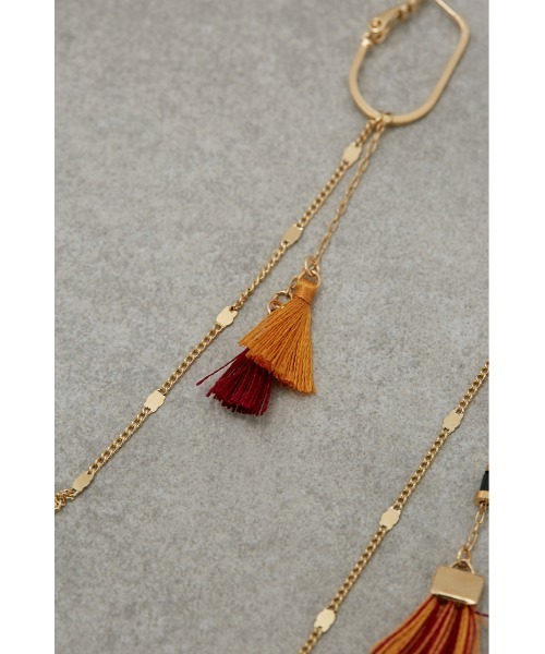 AZUL by moussy(アズールバイマウジー)の「TASSEL BEADS CHAIN EARRINGS/タッセルビーズチェーンピアス(ピアス(両耳用)・レディース・グリーン系その他/オレンジ系その他・FREE)」の9枚目の写真