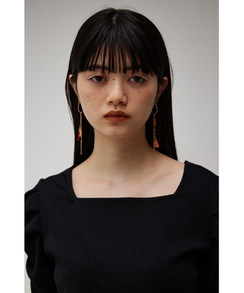 AZUL by moussy(アズールバイマウジー)の「TASSEL BEADS CHAIN EARRINGS/タッセルビーズチェーンピアス(ピアス(両耳用)・レディース・グリーン系その他/オレンジ系その他・FREE)」の11枚目の写真