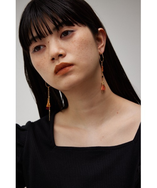AZUL by moussy(アズールバイマウジー)の「TASSEL BEADS CHAIN EARRINGS/タッセルビーズチェーンピアス(ピアス(両耳用)・レディース・グリーン系その他/オレンジ系その他・FREE)」の12枚目の写真