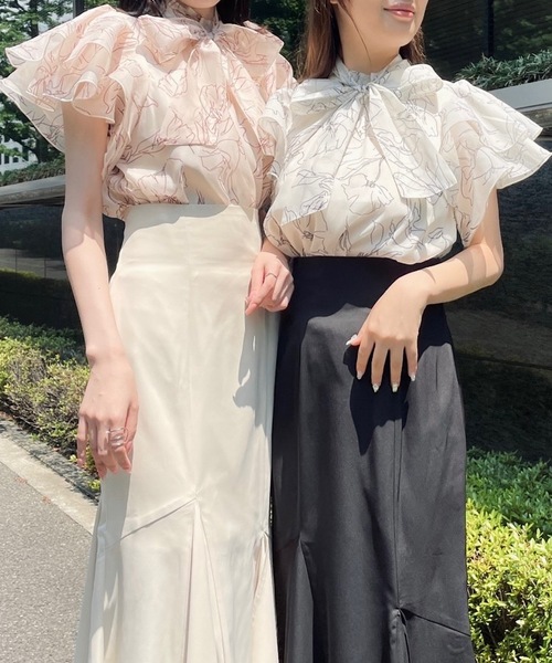 NOMAE（ノーマエ）の「フリルリボンシアーブラウス（シャツ/ブラウス・レディース・ベージュ系その他/ピンク系その他/ブラック系その他/ホワイト・FREE）」の21枚目の写真