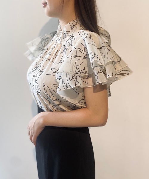 NOMAE（ノーマエ）の「フリルリボンシアーブラウス（シャツ/ブラウス・レディース・ベージュ系その他/ピンク系その他/ブラック系その他/ホワイト・FREE）」の8枚目の写真