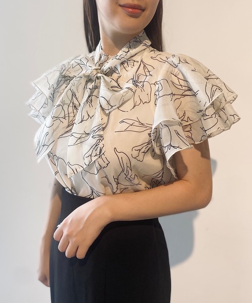 NOMAE（ノーマエ）の「フリルリボンシアーブラウス（シャツ/ブラウス・レディース・ベージュ系その他/ピンク系その他/ブラック系その他/ホワイト・FREE）」の14枚目の写真