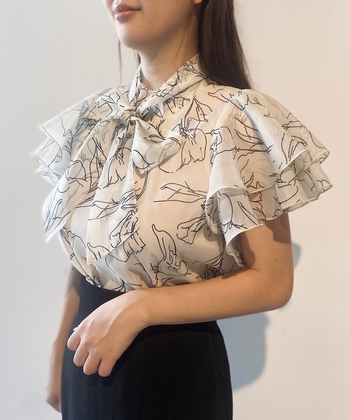 NOMAE（ノーマエ）の「フリルリボンシアーブラウス（シャツ/ブラウス・レディース・ベージュ系その他/ピンク系その他/ブラック系その他/ホワイト・FREE）」の13枚目の写真