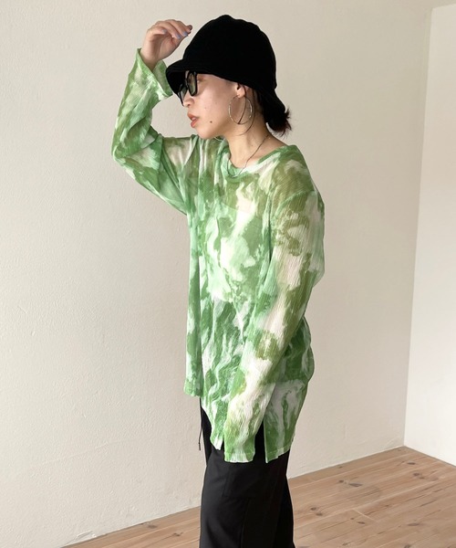 wee9s（ウィークス）の「shirring tie dye sheer tops / シャーリング