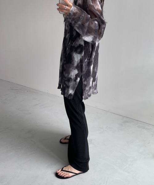 セール】shirring tie dye sheer tops / シャーリングタイダイ