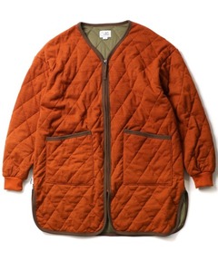 キルティングワッフルロングコート