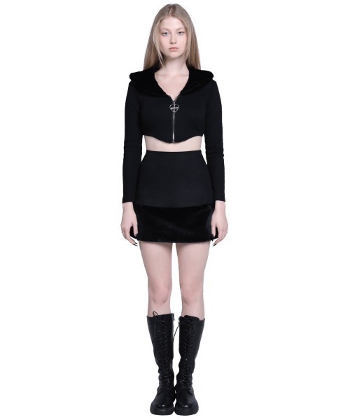 MORPH8NE(モルフィン)の「【MORPH8NE/モルフィン】HER TOPS/ ハートップス ジップアップ カーディガン ショートジップアップジャケット(その他トップス・レディース・ブラック・ONE SIZE)」の4枚目の写真