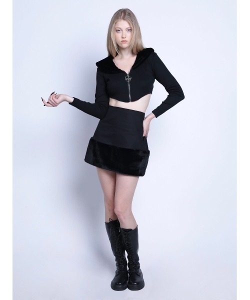 MORPH8NE(モルフィン)の「【MORPH8NE/モルフィン】HER TOPS/ ハートップス ジップアップ カーディガン ショートジップアップジャケット(その他トップス・レディース・ブラック・ONE SIZE)」の3枚目の写真
