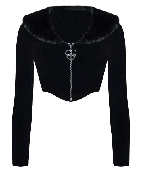 MORPH8NE(モルフィン)の「【MORPH8NE/モルフィン】HER TOPS/ ハートップス ジップアップ カーディガン ショートジップアップジャケット(その他トップス・レディース・ブラック・ONE SIZE)」の10枚目の写真